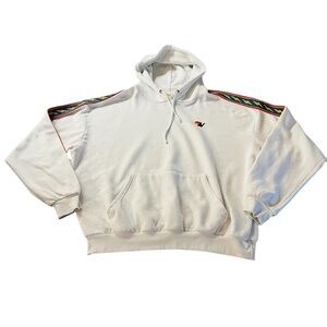 Aviator Nation White Hoodie with Multicolor Stripes Size Medium